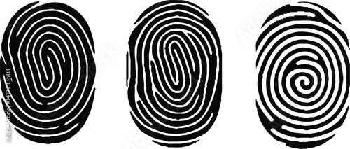 Collection of three Fingerprint lock. Fingerprint vector illustration