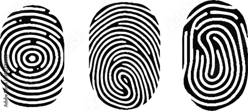 Collection of three Fingerprint lock. Fingerprint vector illustration