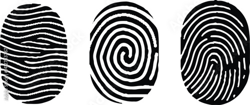 Collection of 3 Fingerprint lock. Fingerprint vector illustration