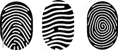Collection of 3 Fingerprint lock. Fingerprint vector illustration