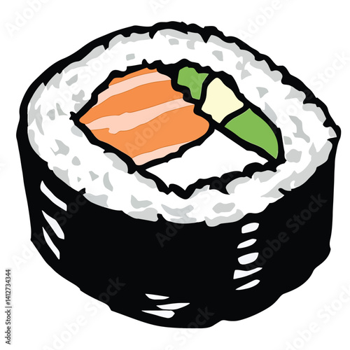 sushi clip art, vector isolated in White Background