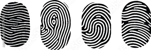 Collection of four Fingerprint lock. Fingerprint vector illustration