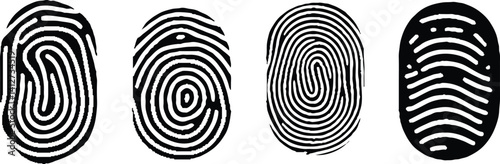 Fingerprint scanning icon. Black sign of identification