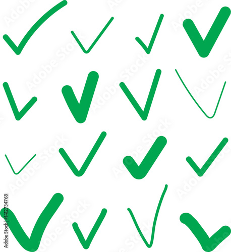 Green check mark icon. Check mark vector icon. Checkmark Illustration. Vector symbols set ,green checkmark isolated on white background. Correct vote choise isolated symbol.