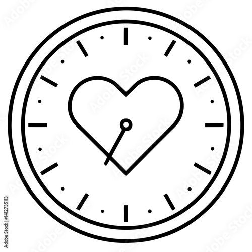 Minimalist Heart Clock Line Art Design