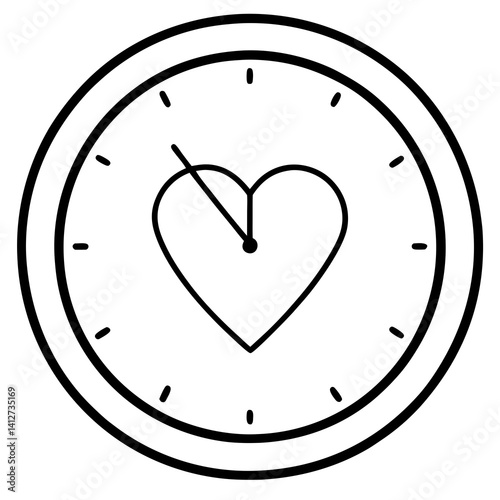 Minimalist Heart Clock Line Art Design