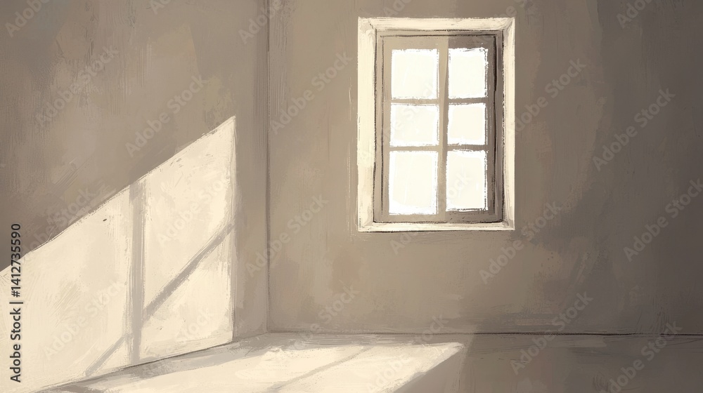 Fototapeta premium A room with a window and a shadow on the wall