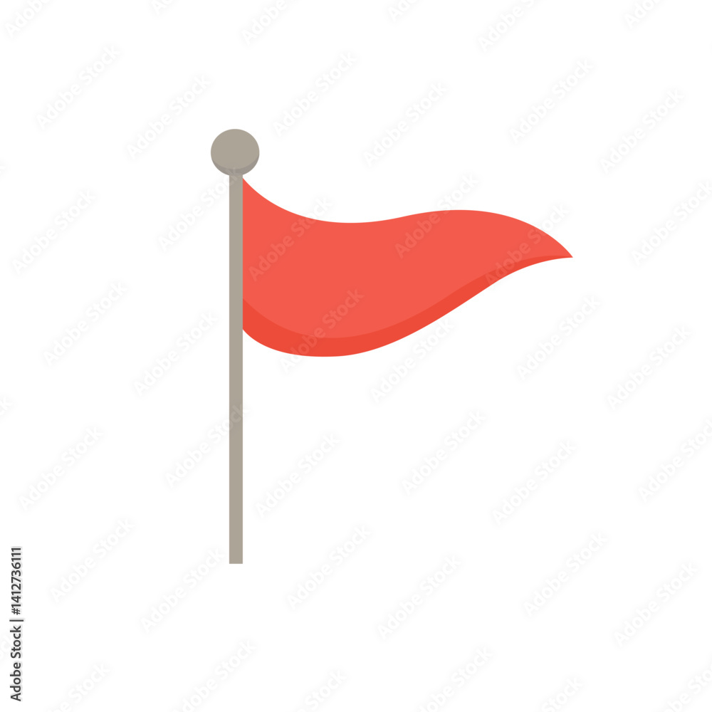 Waving red flag for marking location on maps and navigation systems. Vector illustration. Waving red flag for marking location on maps and navigation systems. Vector illustration.