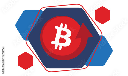 Bitcoin logo. Bitcoin Coin. Digital money. Crypto trade and Investment concept. Future technology. Creative art. Vector illustration. Poster