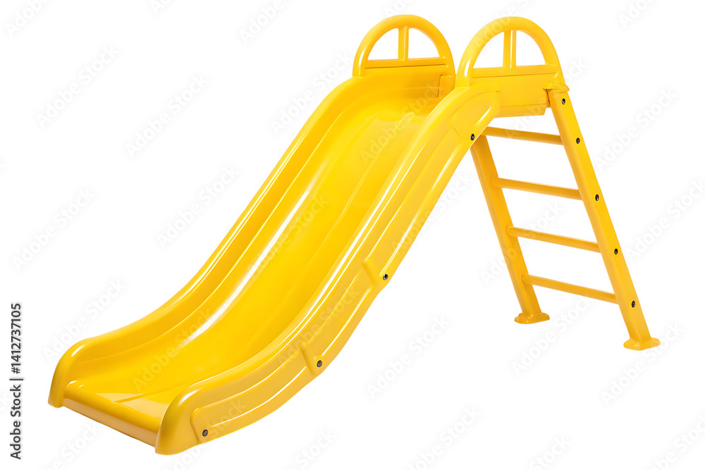 Yellow plastic kids slide for playground fun on transparent background Yellow plastic kids slide for playground fun on transparent background