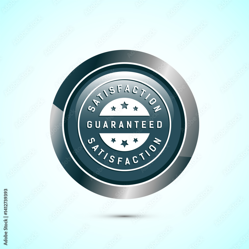 Fototapeta premium Satisfaction guaranteed icon design illustration, 100 percent satisfaction badge label sign, Gray color round button design