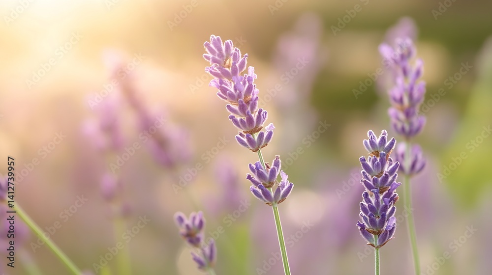 Obraz premium Blooming Lavender Flowers in Natural Light Creating a Serene and Peaceful Atmosphere : Generative AI