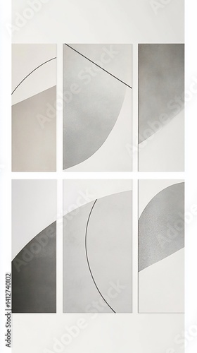 Geometric Abstraction, A Study in Gray and White Minimalist Design