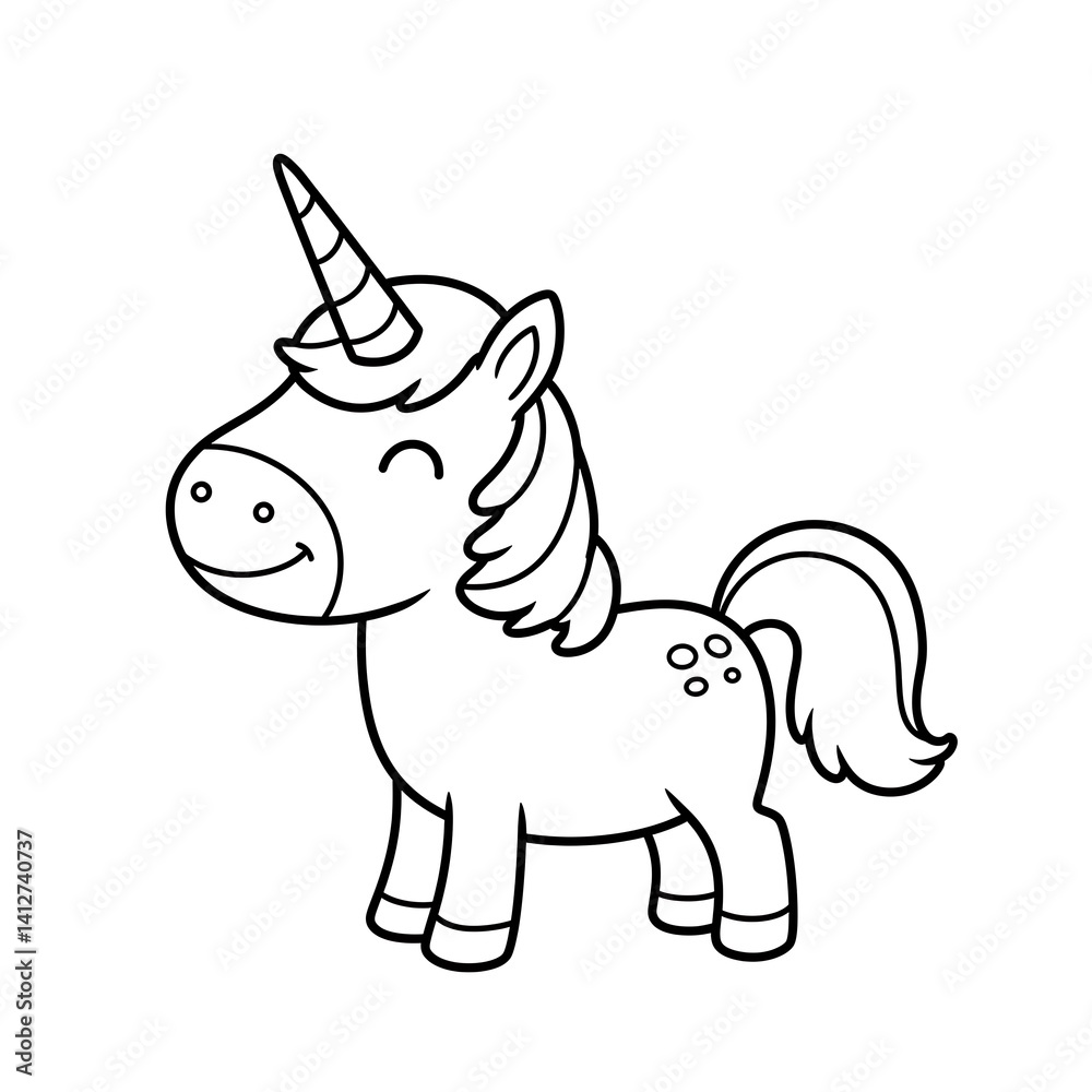 Naklejka premium Happy Unicorn Coloring Sketch