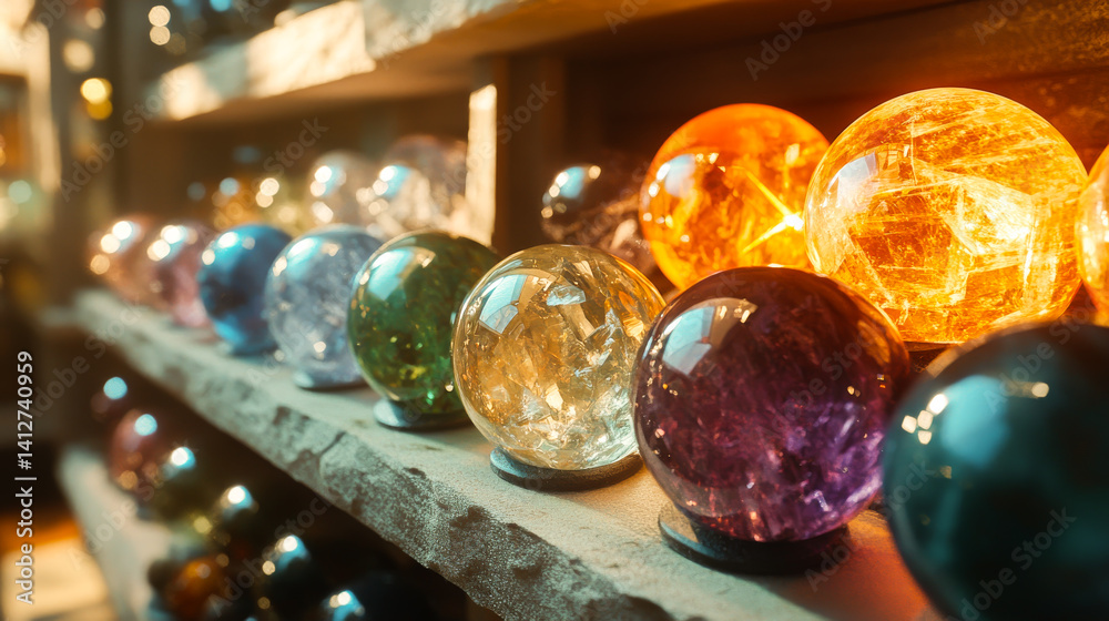 Magical Mystic luminous Crystal ball. Future reading with Magic and sorcery. Divination concept. The spiritual seance.