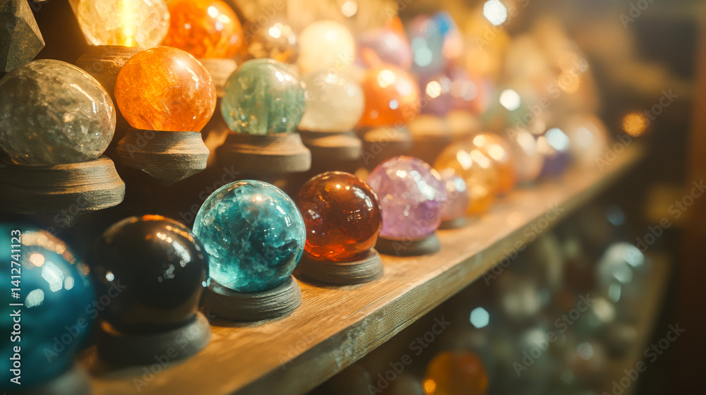 Magical Mystic luminous Crystal ball. Future reading with Magic and sorcery. Divination concept. The spiritual seance.