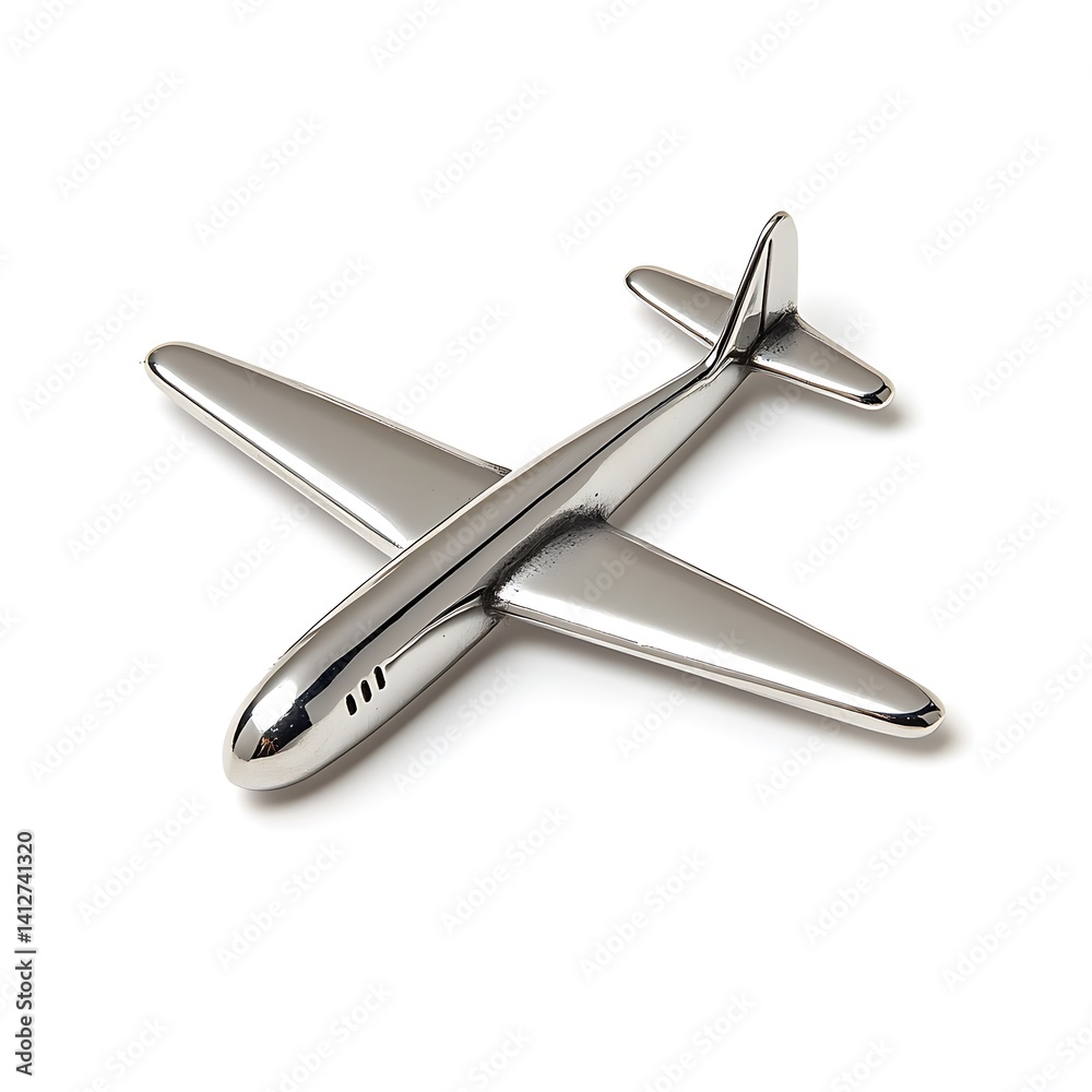 Silver Airplane Model with White Background. Silver Airplane Model with White Background.