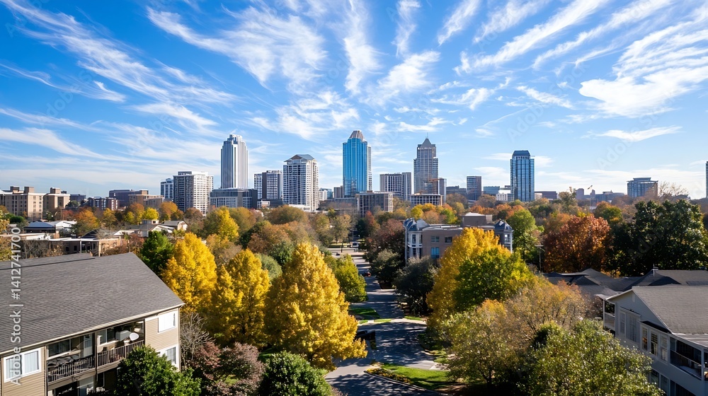 Obraz premium Bright Cityscape of Atlanta with Colorful Autumn Trees in the Foreground : Generative AI