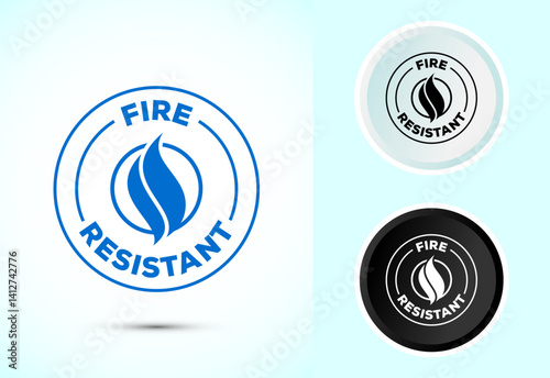 Fire resistant icon design illustration, Fire flame protection sign symbol in color black and white