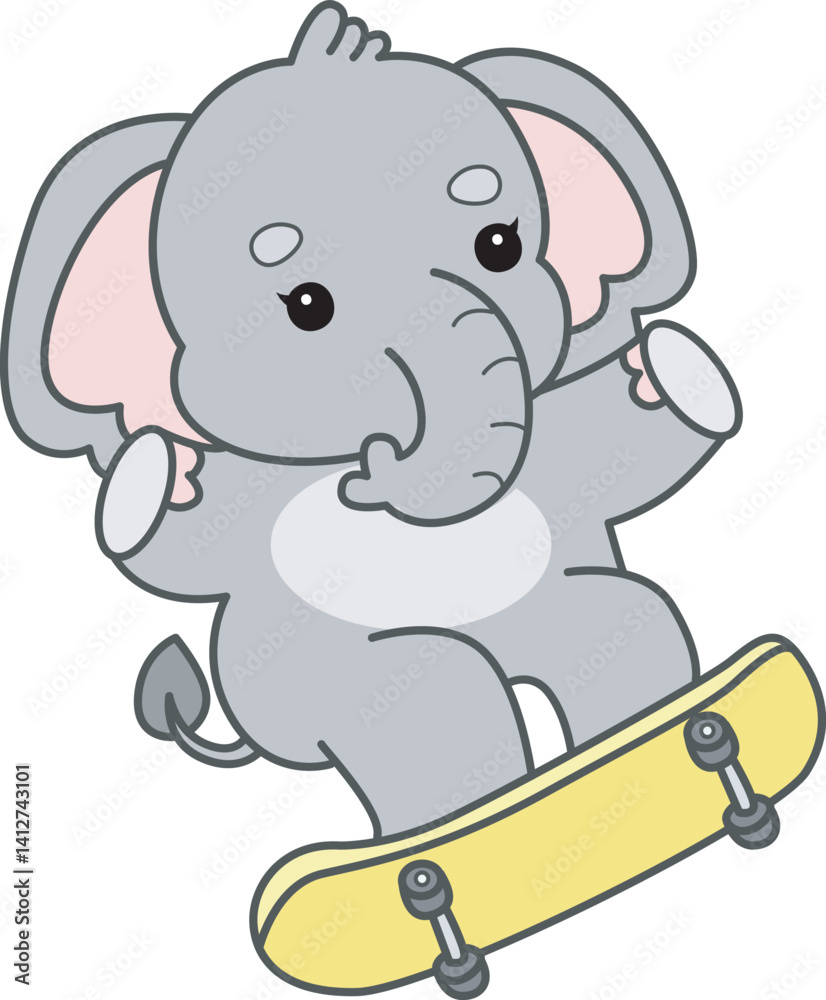 Fototapeta premium Cute Elephant vector icon. Funny baby Elephant animal series stock illustration. Life of fluffy Elephant designs.