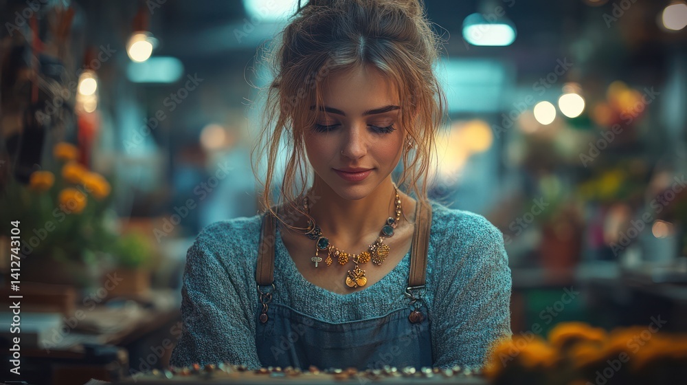Woman portrait market evening