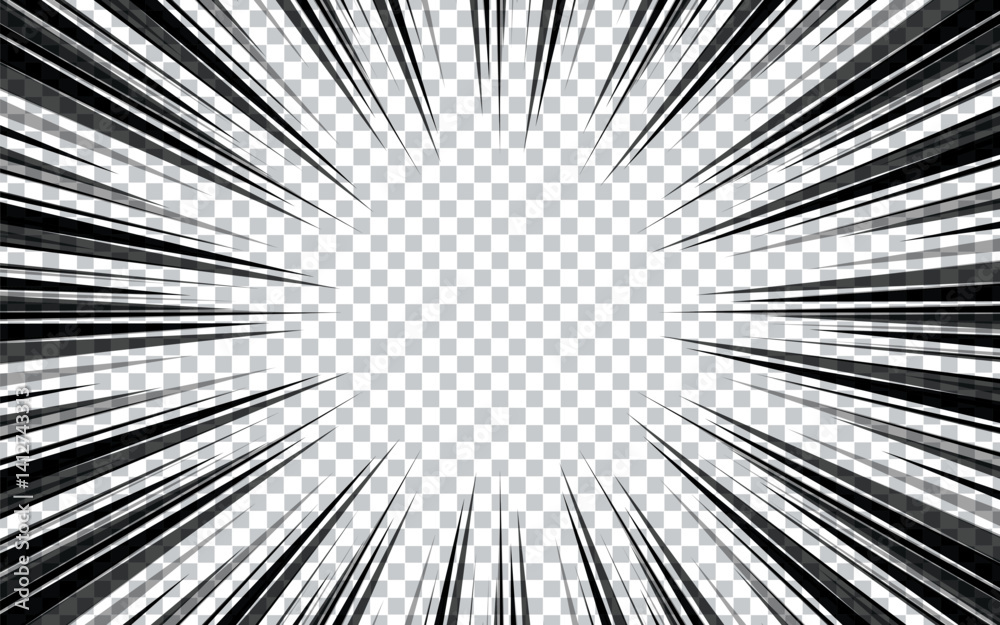 Fototapeta premium Comic book action line. Speed ​​line manga frame. Cartoon background. Vector illustration