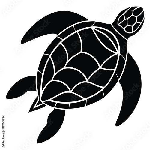 Vector turtle silhouette of a isolated on a white background, Vector illustration