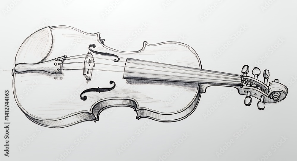 Obraz premium Hand drawn violin illustration for educational resources