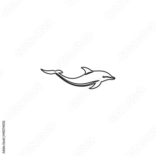 image of a dolphin, logo, black and white, graphics, vector
