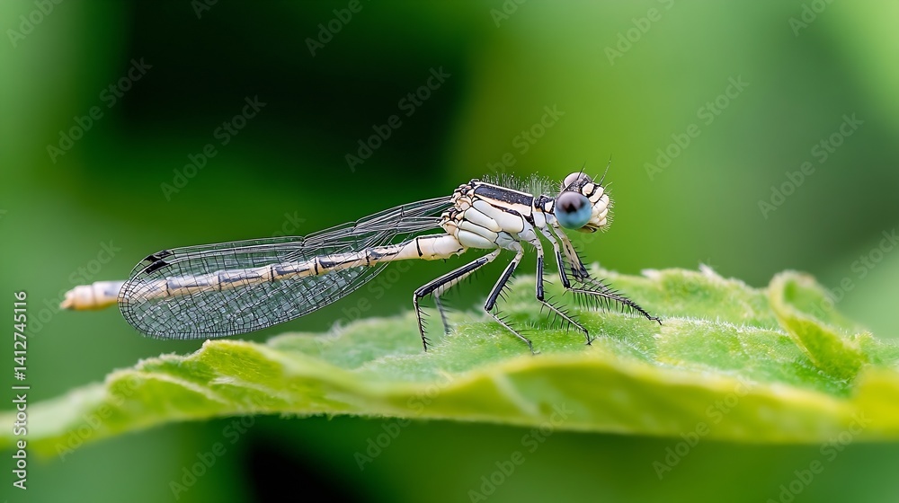 Stunning Close Up of a Dragonfly on a Leaf with Green Background and Fine Details : Generative AI Stunning Close Up of a Dragonfly on a Leaf with Green Background and Fine Details : Generative AI