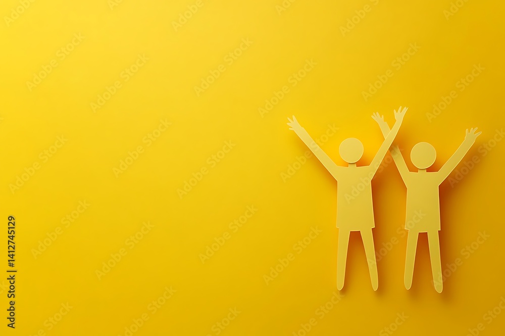 Fototapeta premium Happy Diverse Paper People Celebrating Together3