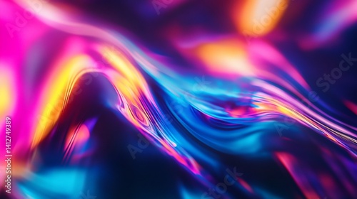 Vibrant Abstract Liquid Flow with Neon Colors and Dynamic Waves