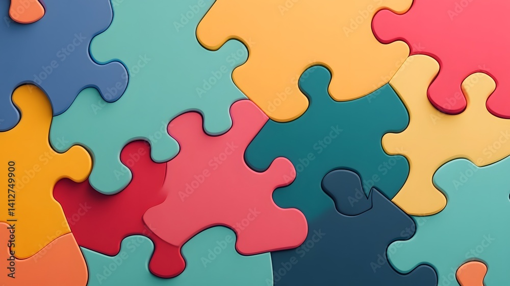 Vibrant Puzzle-Inspired Design with Dynamic Composition Reflecting Innovation Theme Vibrant Puzzle-Inspired Design with Dynamic Composition Reflecting Innovation Theme