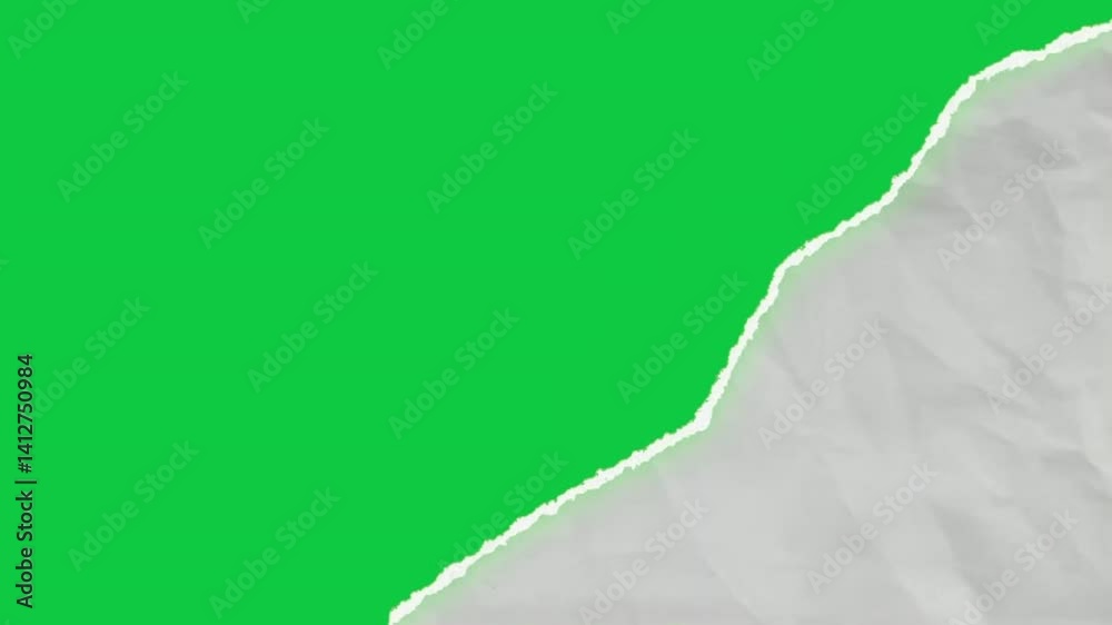 A green screen paper effect showing a torn piece of paper, perfect for adding creative transitions and effects to your video projects.