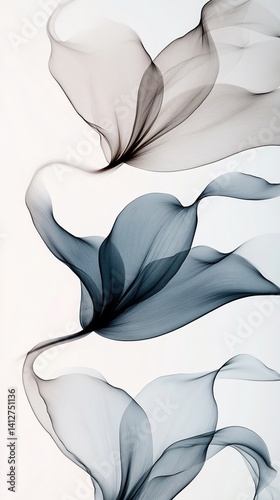 Elegant Abstract Smoke Curves on White Backdrop, A Contemporary Art Piece