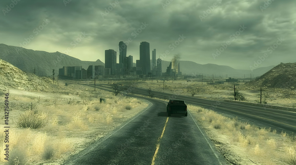 Fototapeta premium Desolate Highway to City
