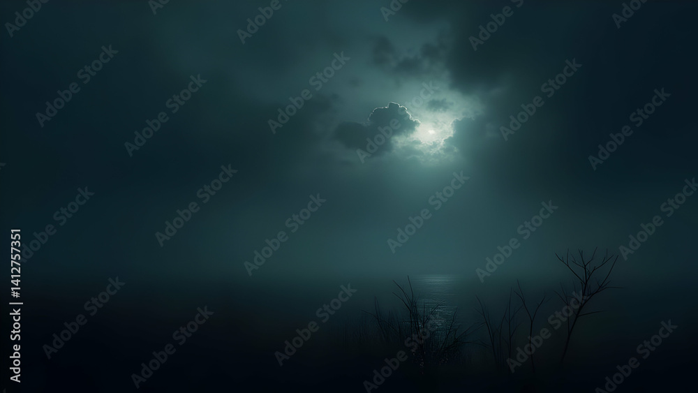 A dark sky with a moon and clouds A dark sky with a moon and clouds