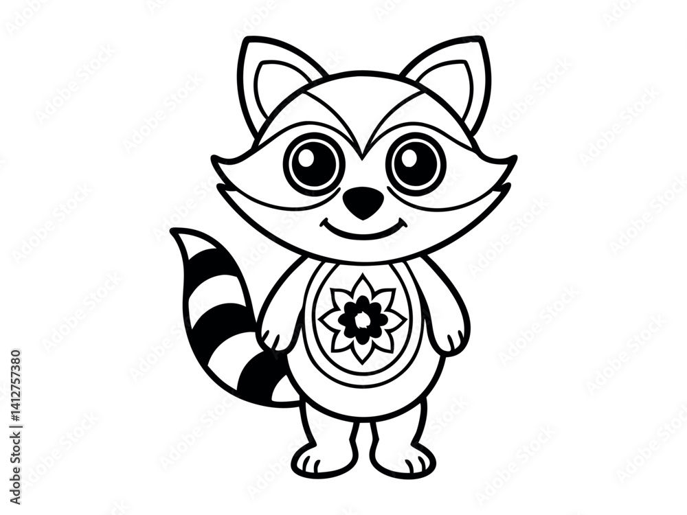 Obraz premium Coloring book for children. Cute raccoon in zentangle style. Tasks for children can be used in a book, magazine. Vector illustration