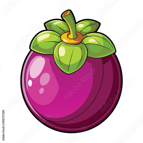 Vibrant purple fruit with green leaves