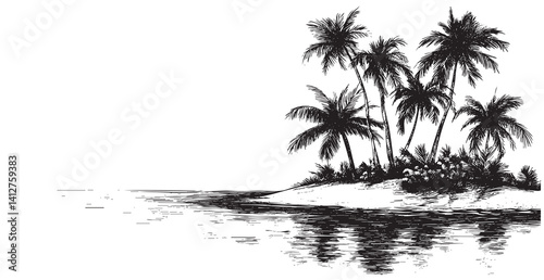 Obraz na płótnie A tropical island illustration w salonie