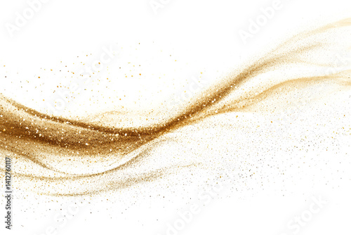 Fine sand lightly splash top view on a pure white background, isolated and suitable for PNG extraction