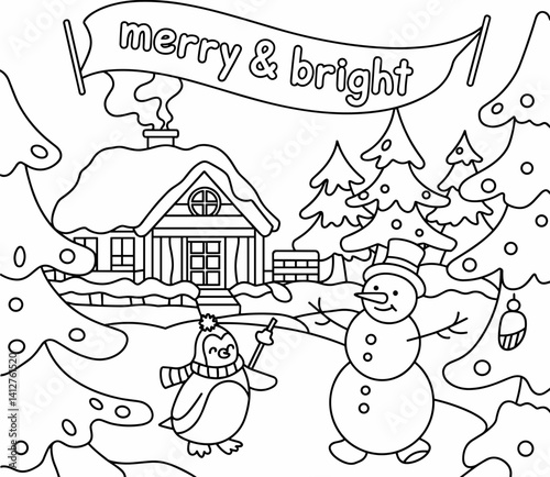 christmas, happy christmas, christmas coloring book, cute animal christmas coloring page, kids coloring, coloring page, coloring, cartoon, illustration, coloring book, vector, animal, drawing, sketch,