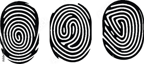 Collection of three Fingerprint lock. Fingerprint vector illustration