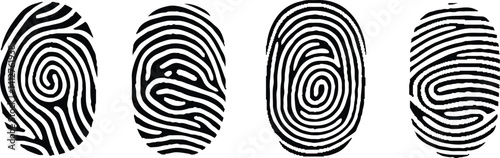 Collection of four fingerprint lock. Fingerprint vector illustration