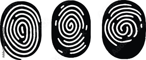 Collection of three Fingerprint lock. Fingerprint vector illustration