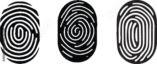 Collection of 3 fingerprint. Fingerprint scanning icon sign. vector illustration