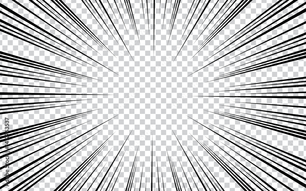 Obraz premium Simple concentration lines manga comic on transparent background