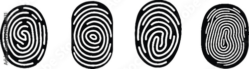 Collection of Fingerprints on Vector Illustration.
