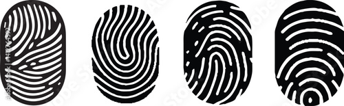 Set of oval fingerprints isolated on a white background vector illustration. 