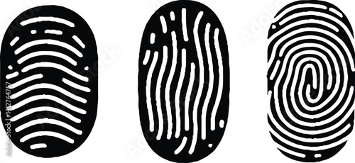 Fingerprint identification collection. Finger print vector icons set illustration 